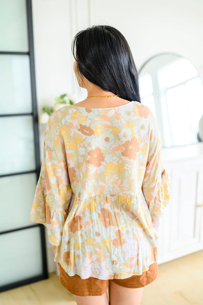 Singled Out Floral Blouse in Green (Online Exclusive)