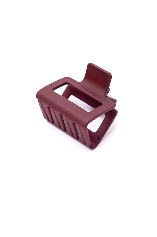 Small Square Claw Clip in Matte Berry (Online Exclusive)