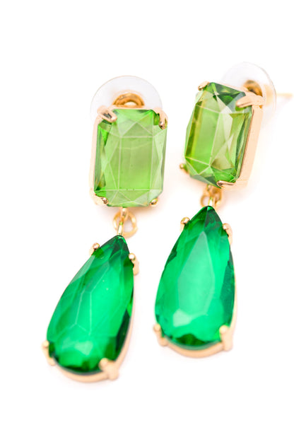 Sparkly Spirit Drop Crystal Earrings in Green (Online Exclusive)