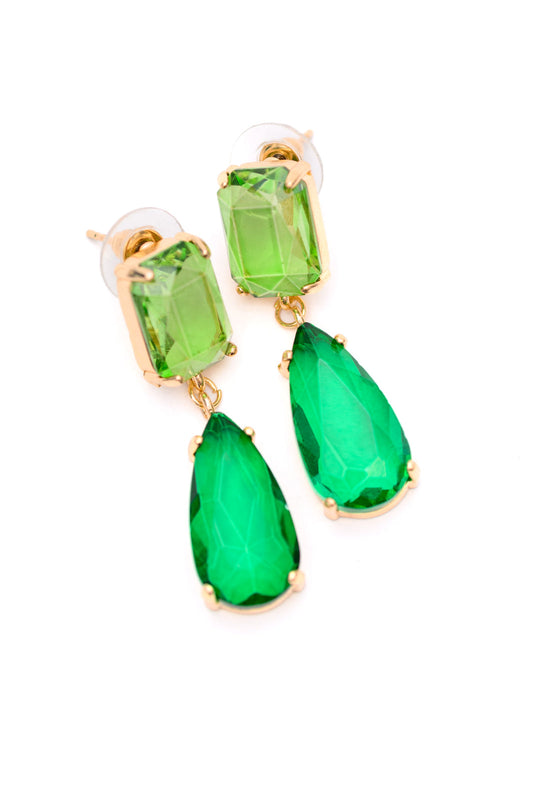 Sparkly Spirit Drop Crystal Earrings in Green (Online Exclusive)