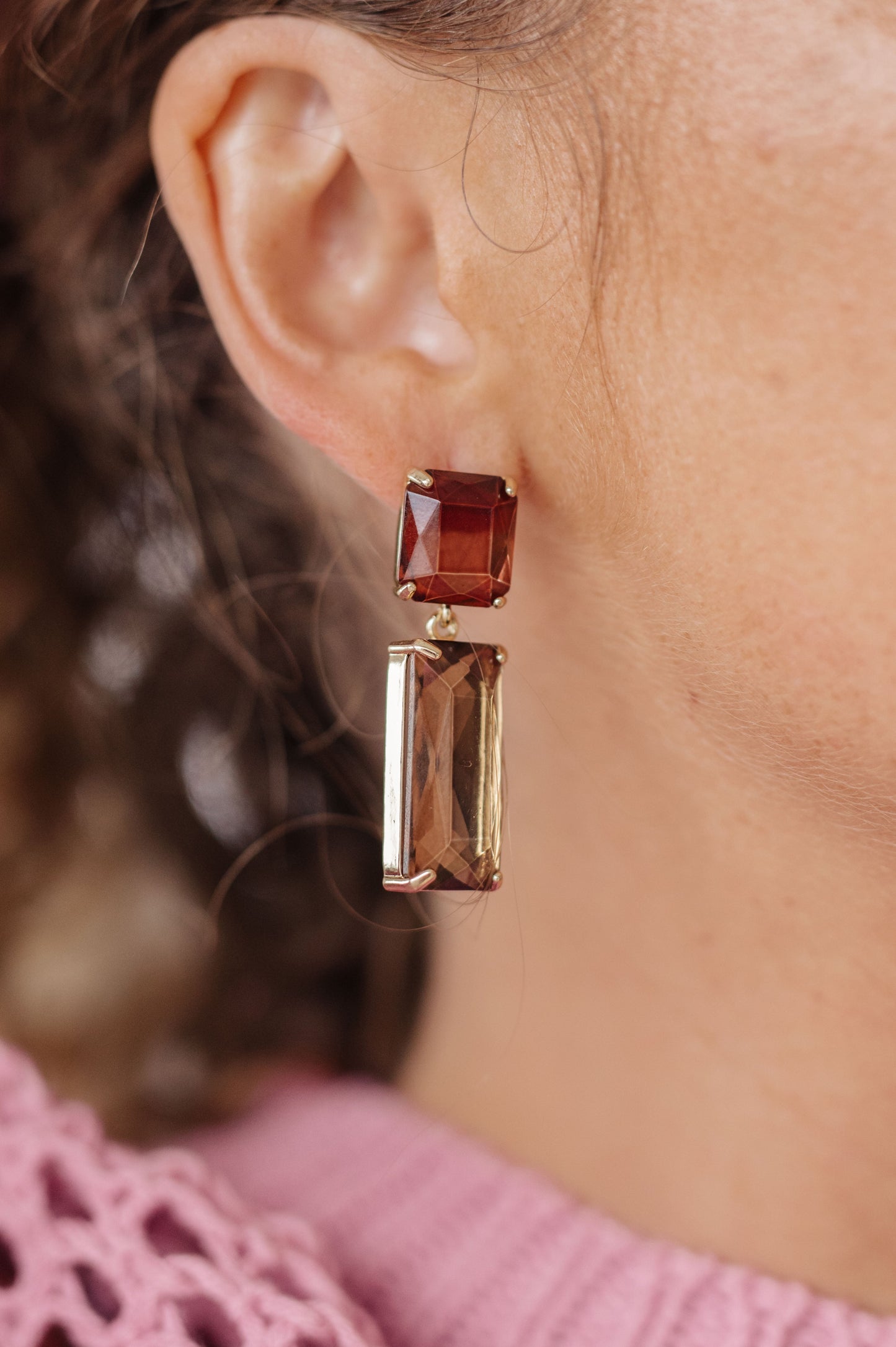 Sparkly Spirit Rectangle Crystal Earrings in Smoke (Online Exclusive)