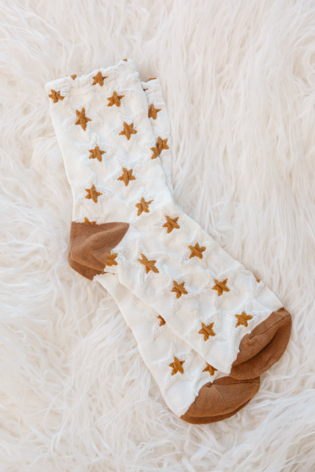 Star Design Socks In White (Online Exclusive)