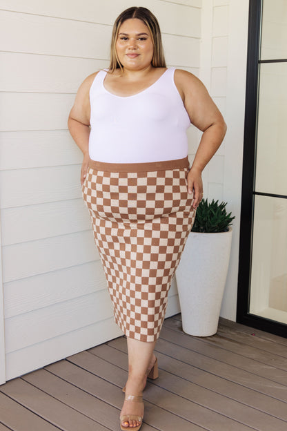 Start Your Engines Checkered Midi Skirt (Online Exclusive)