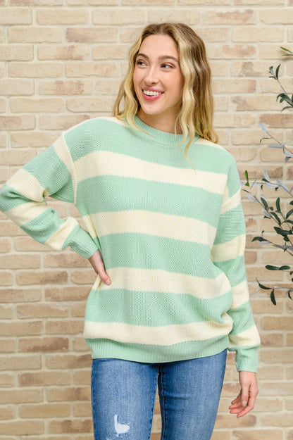 Striped Top In Sage (Online Exclusive)