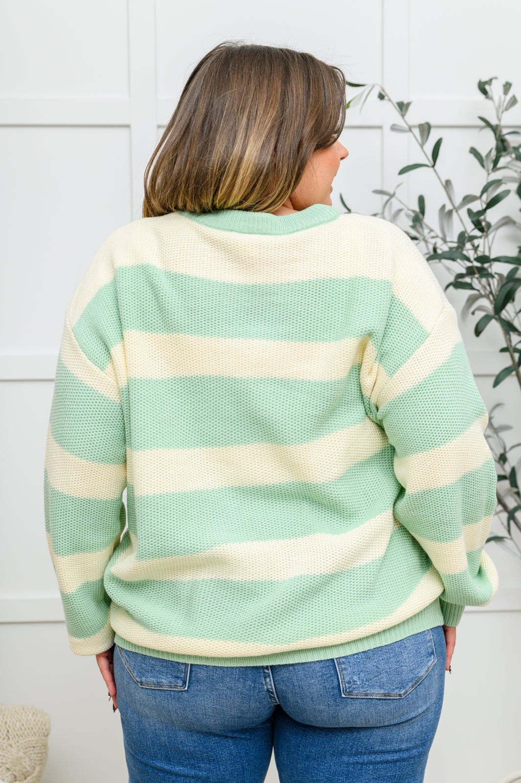 Striped Top In Sage (Online Exclusive)