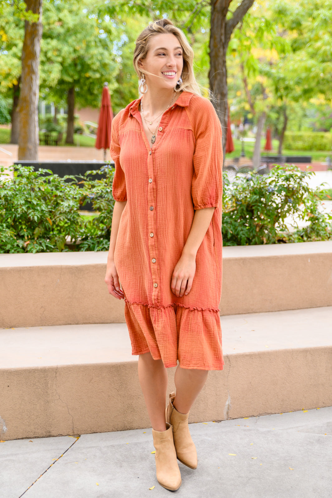 Stuck With You Vintage Overdye Dress In Rust (Online Exclusive)