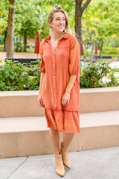 Stuck With You Vintage Overdye Dress In Rust (Online Exclusive)