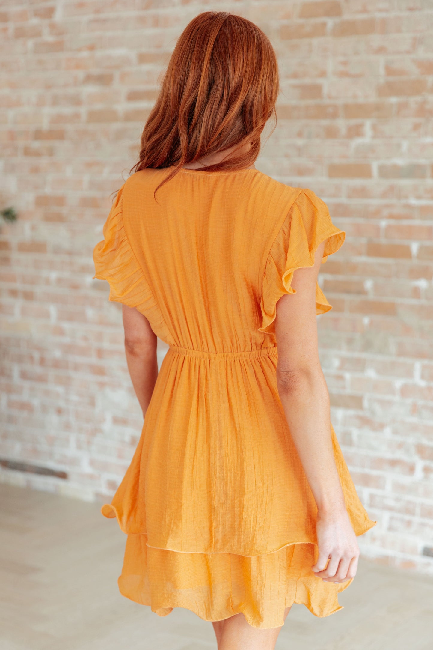Stuck in My Head Tiered Dress in Orange (Online Exclusive)