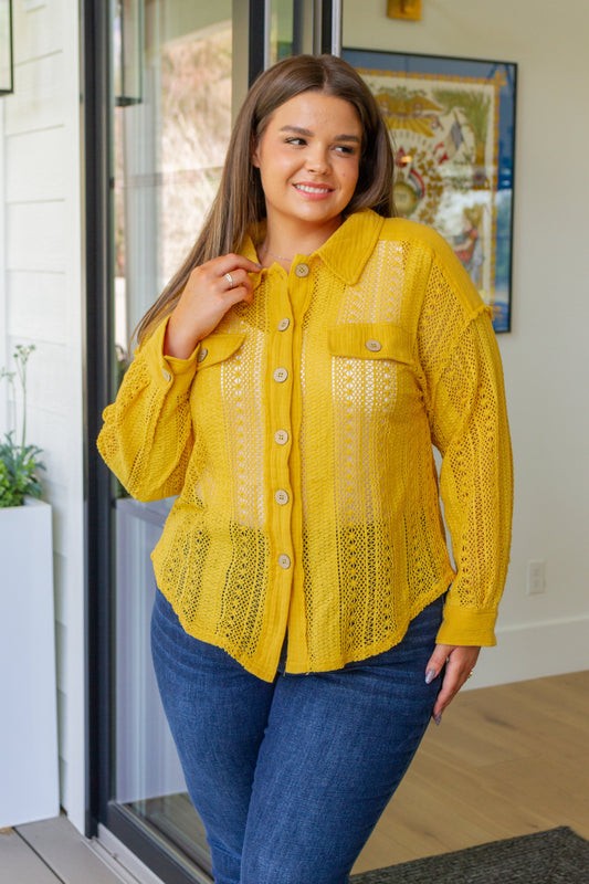 Sweeter Than Nectar Lace Button Down in Honey (Online Exclusive)