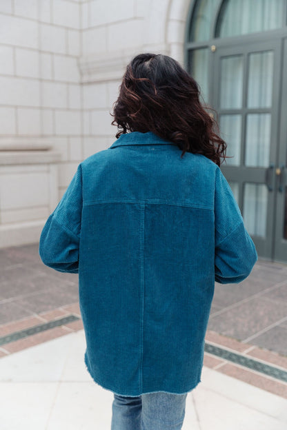 Tell Me After School Shacket in Teal (Online Exclusive)