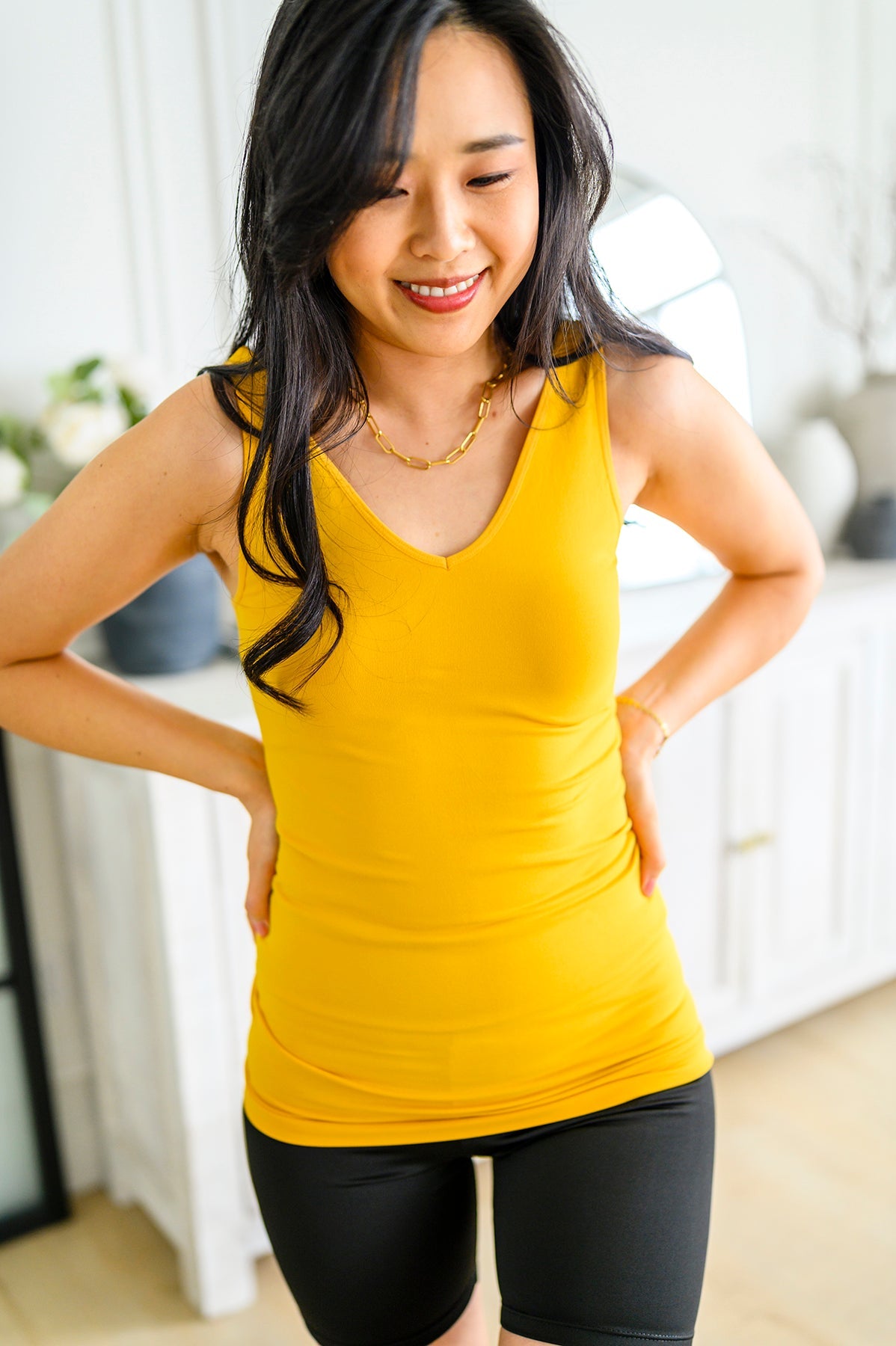 The Basics Reversible Longline Tank in Mustard (Online Exclusive)