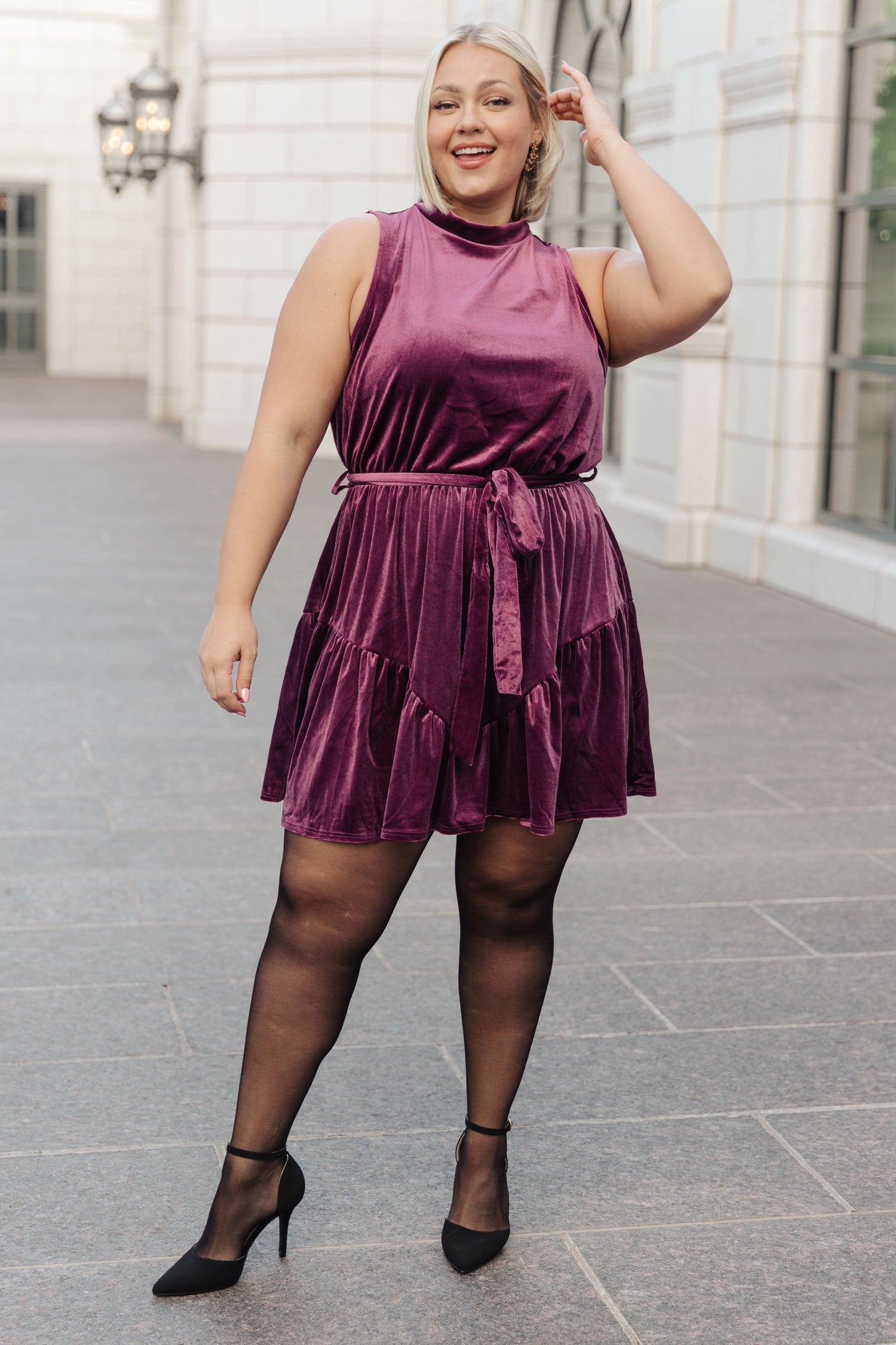 Tied In A Bow Velvet Dress (Online Exclusive)