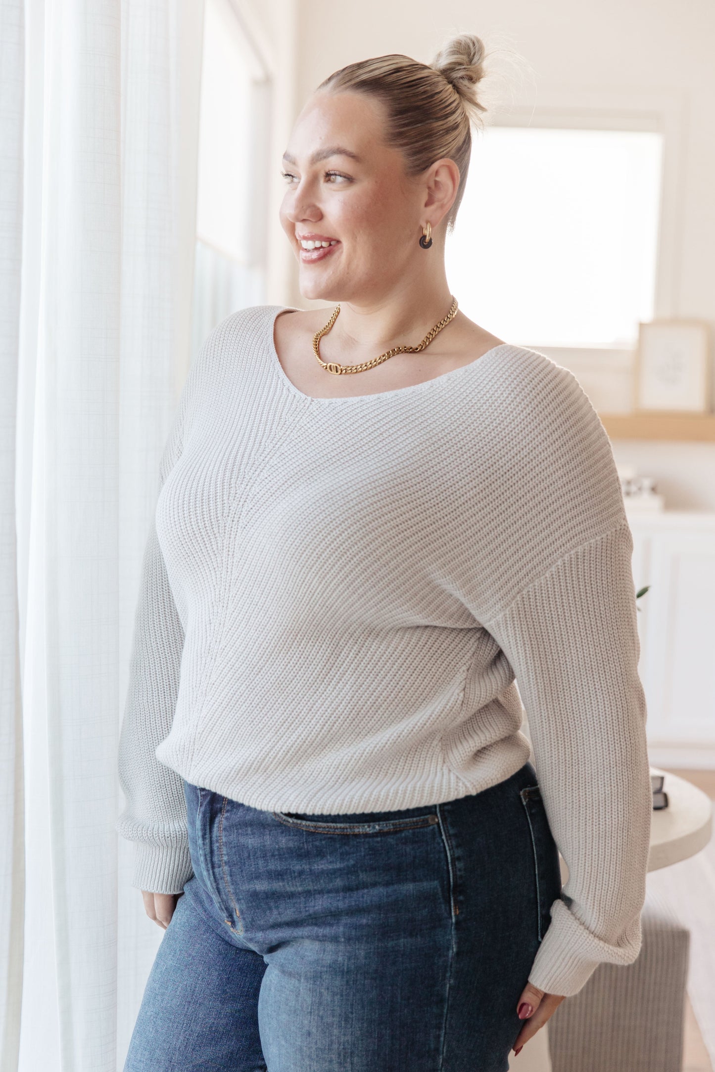 Told You So Ribbed Knit V Neck Sweater (Online Exclusive)