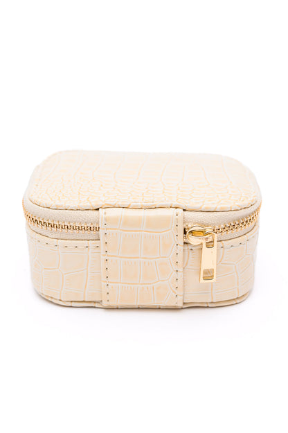 Travel Jewelry Case in Cream Snakeskin (Online Exclusive)