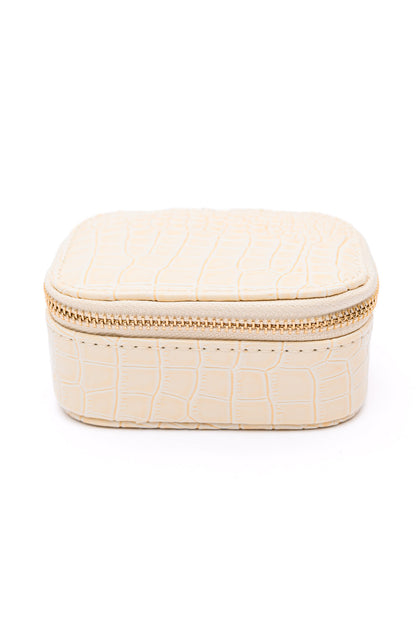 Travel Jewelry Case in Cream Snakeskin (Online Exclusive)