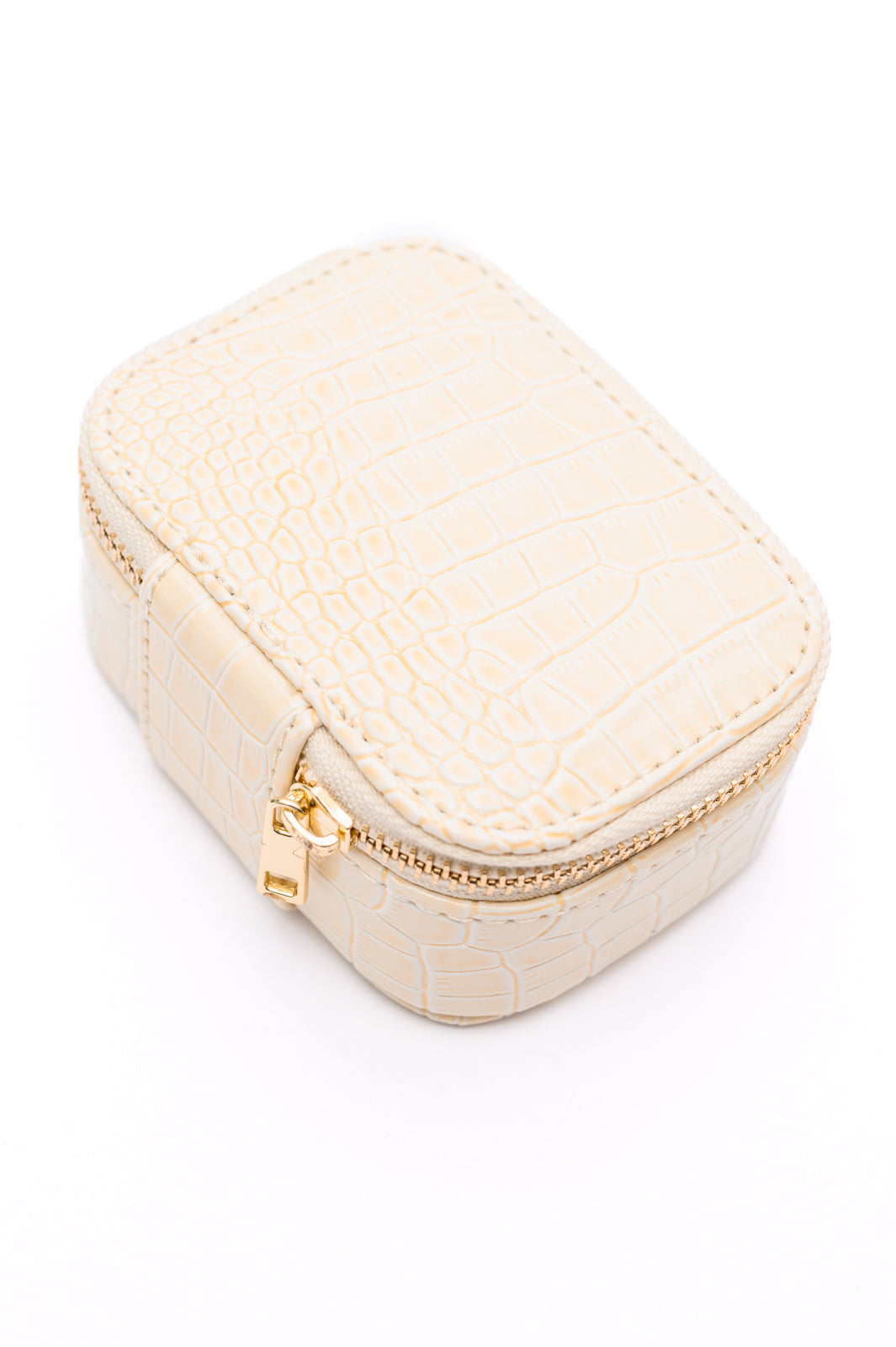 Travel Jewelry Case in Cream Snakeskin (Online Exclusive)