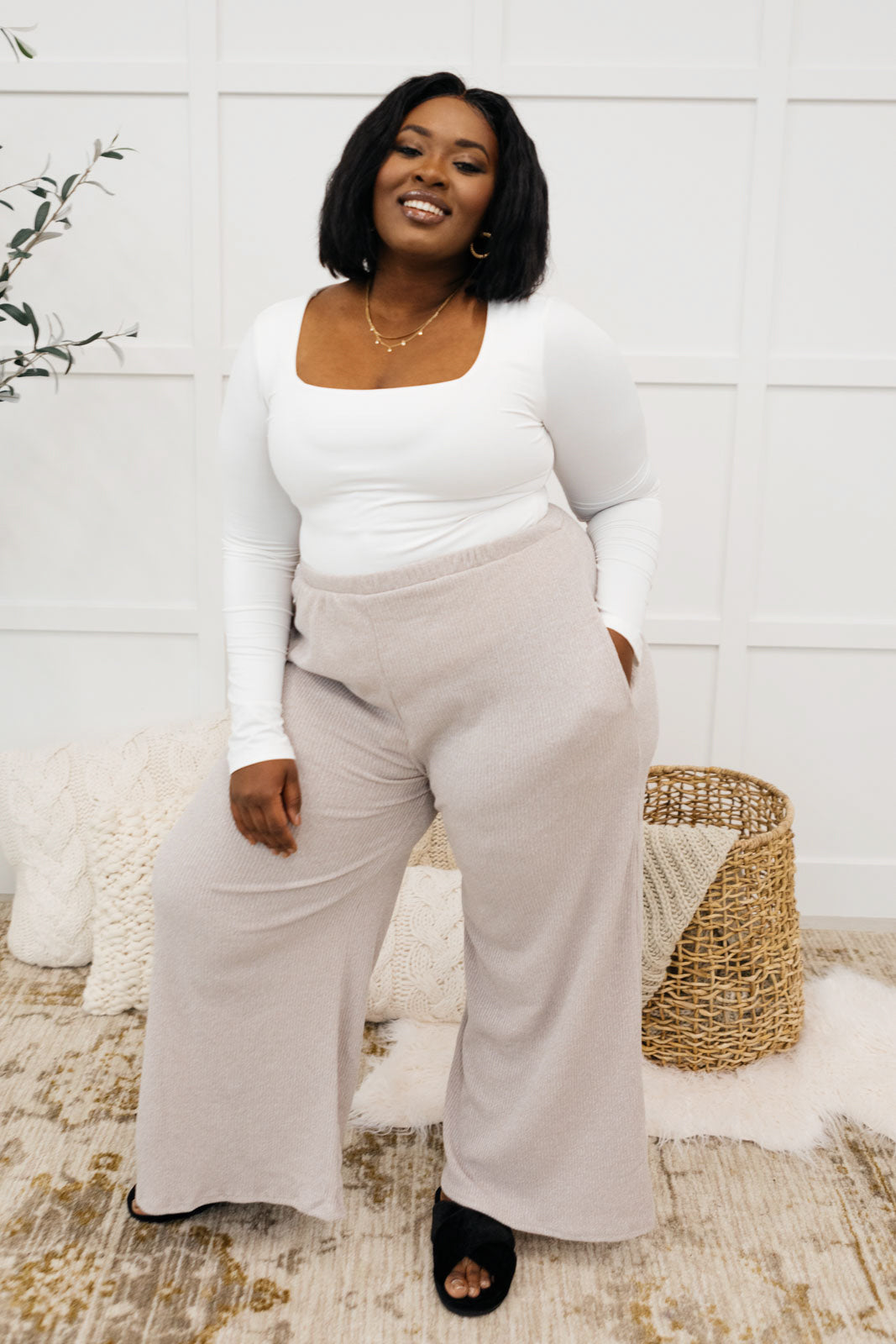 Unwind Wide Leg Lounge Pants In Mocha (Online Exclusive)