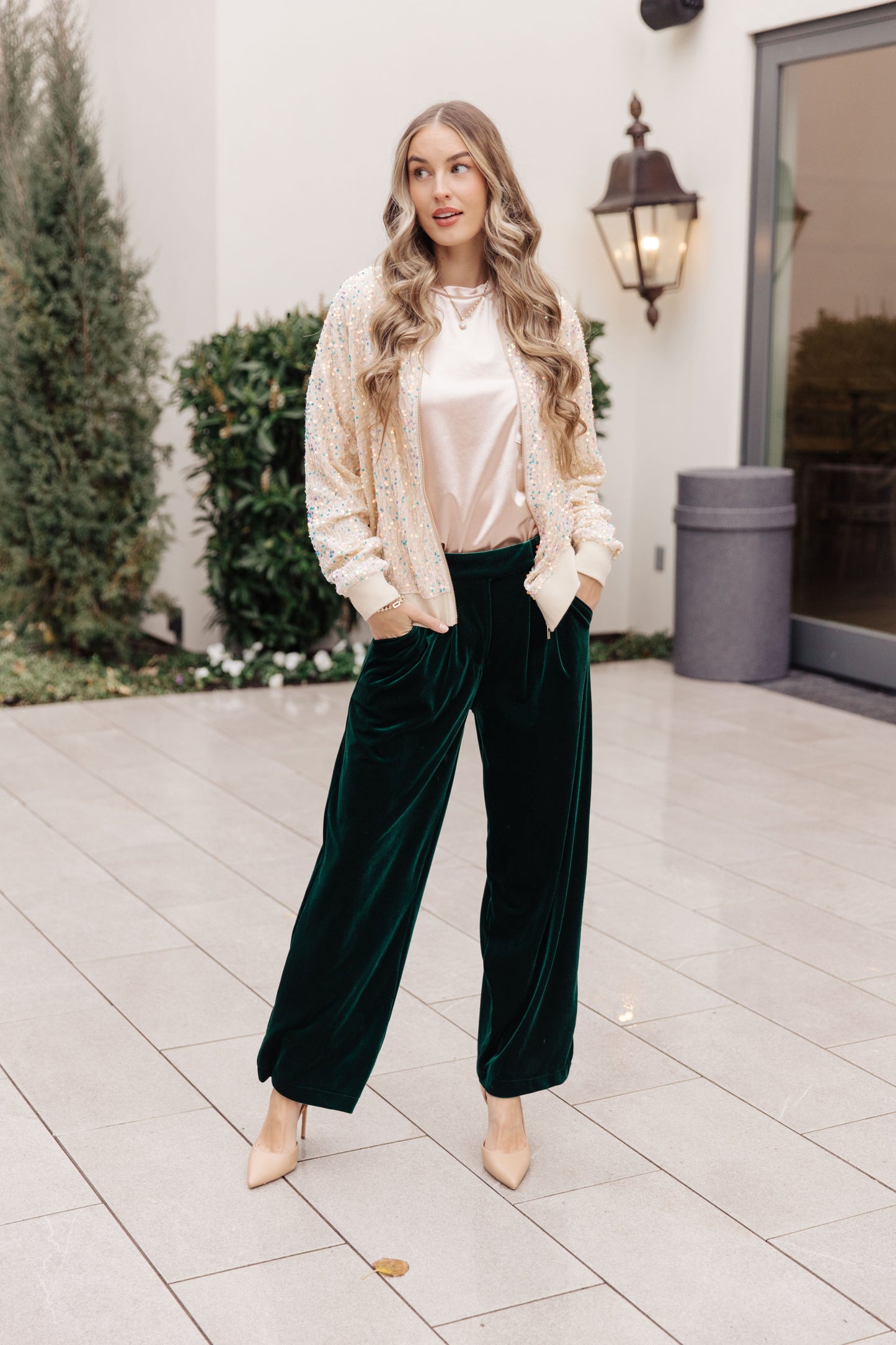 Velvet Elvis Wide Leg Velvet Pants (Online Exclusive)