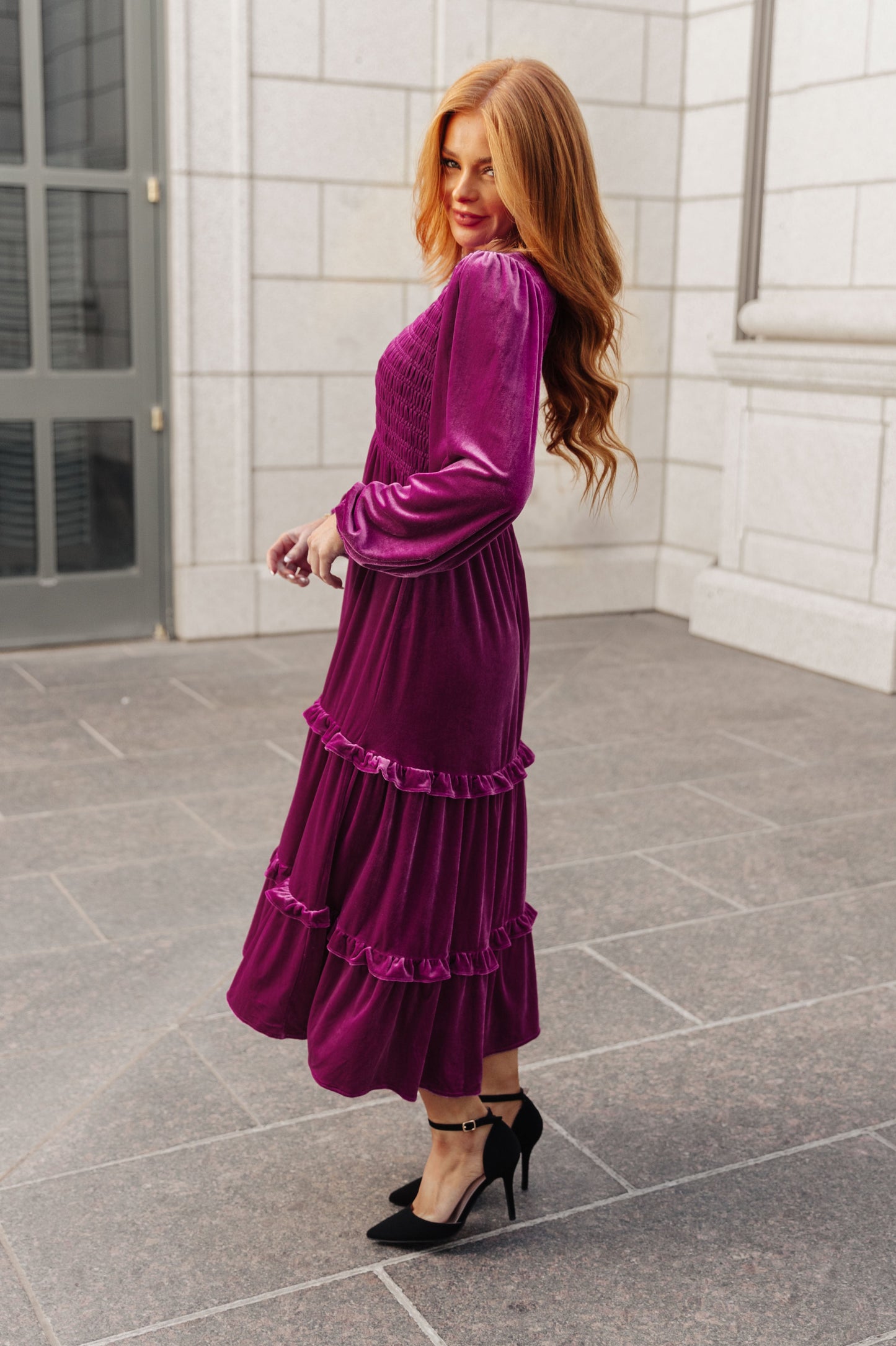 Robe longue flamenco en velours (exclusivité en ligne)