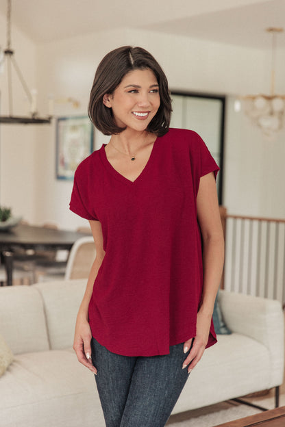 Very Much Needed V-Neck Top in Wine (Online Exclusive)