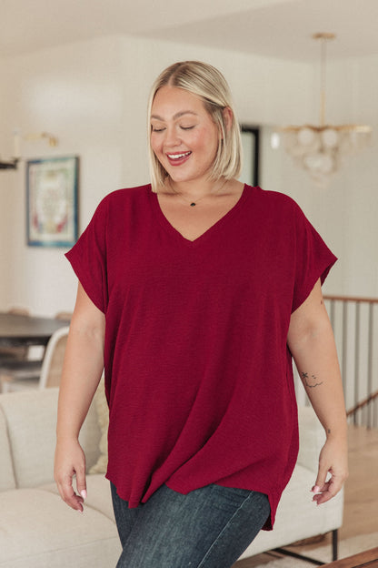 Very Much Needed V-Neck Top in Wine (Online Exclusive)