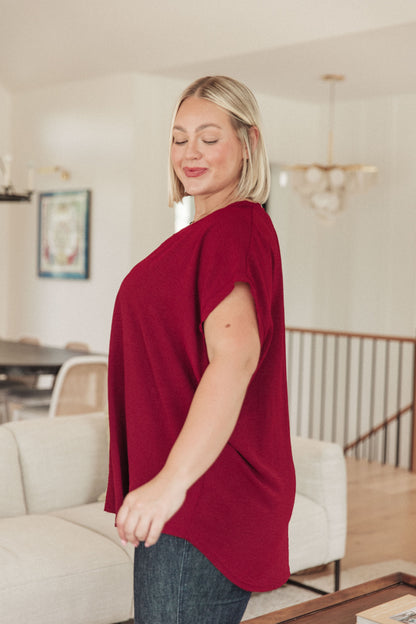 Very Much Needed V-Neck Top in Wine (Online Exclusive)