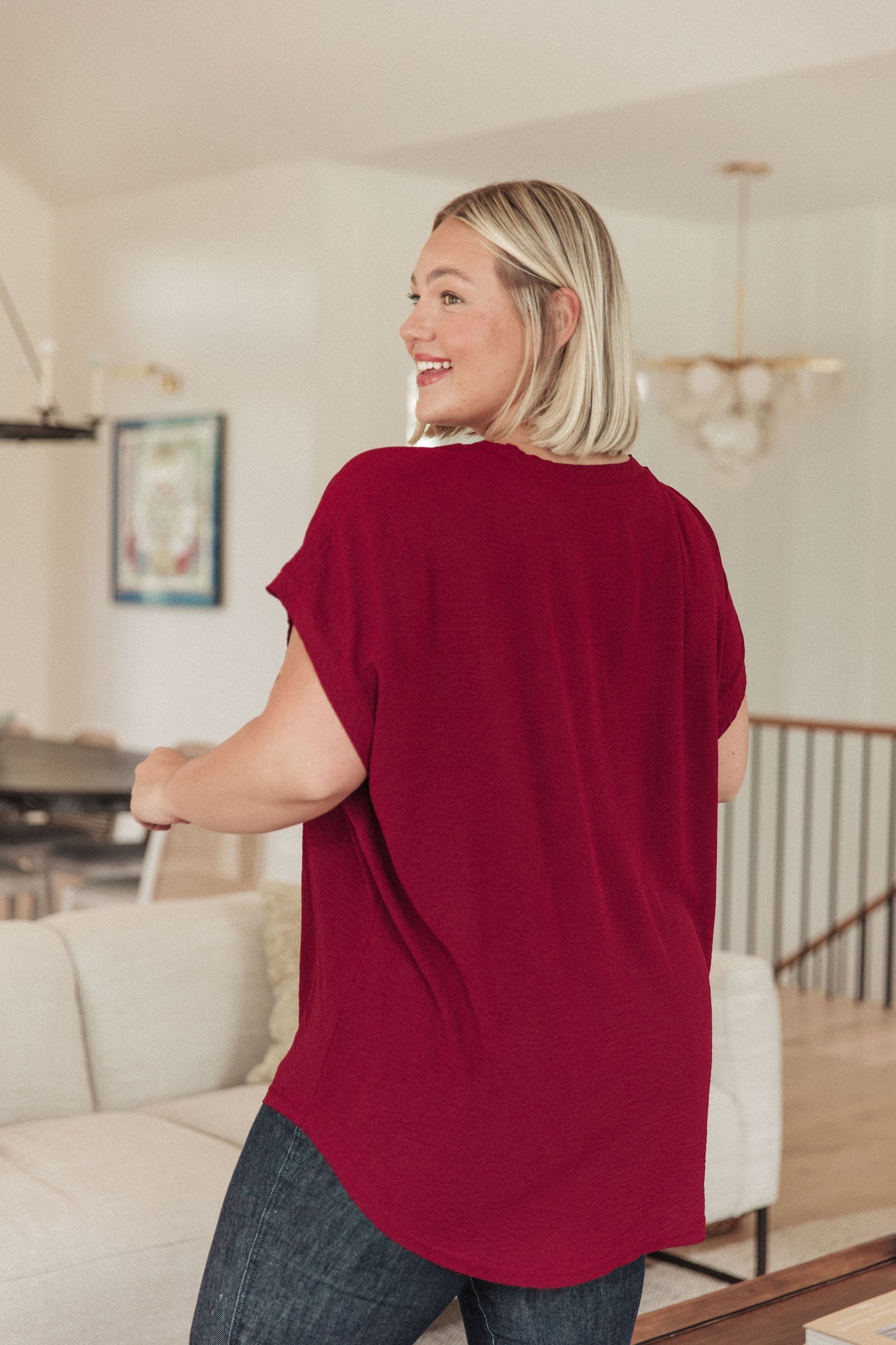 Very Much Needed V-Neck Top in Wine (Online Exclusive)