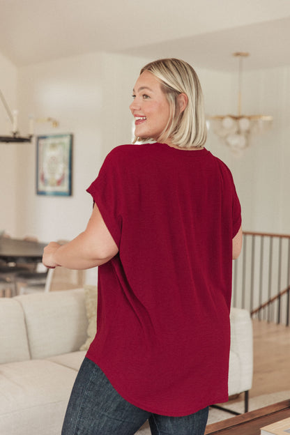 Very Much Needed V-Neck Top in Wine (Online Exclusive)