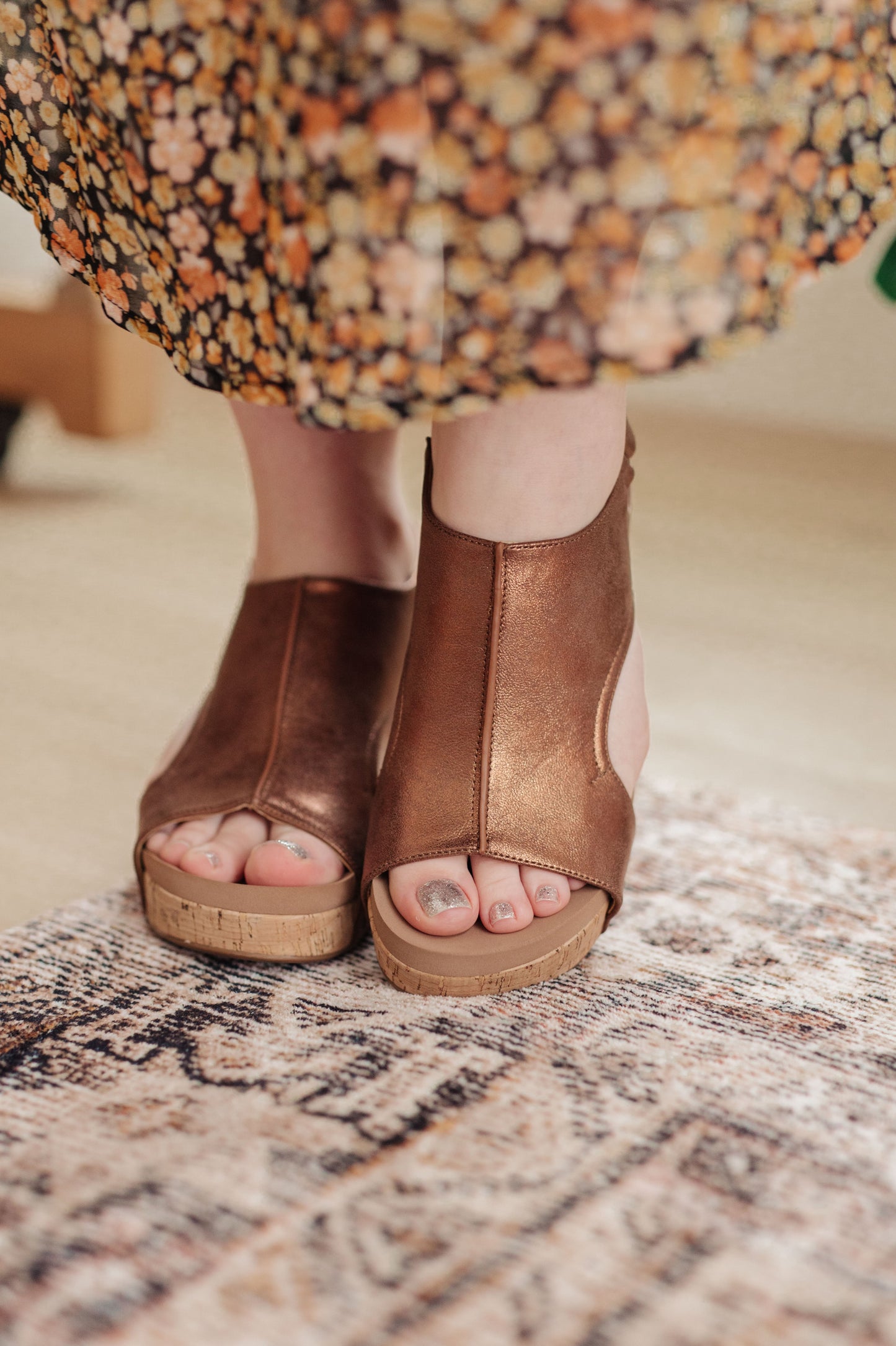 Walk This Way Wedge Sandals in Antique Bronze (Online Exclusive)