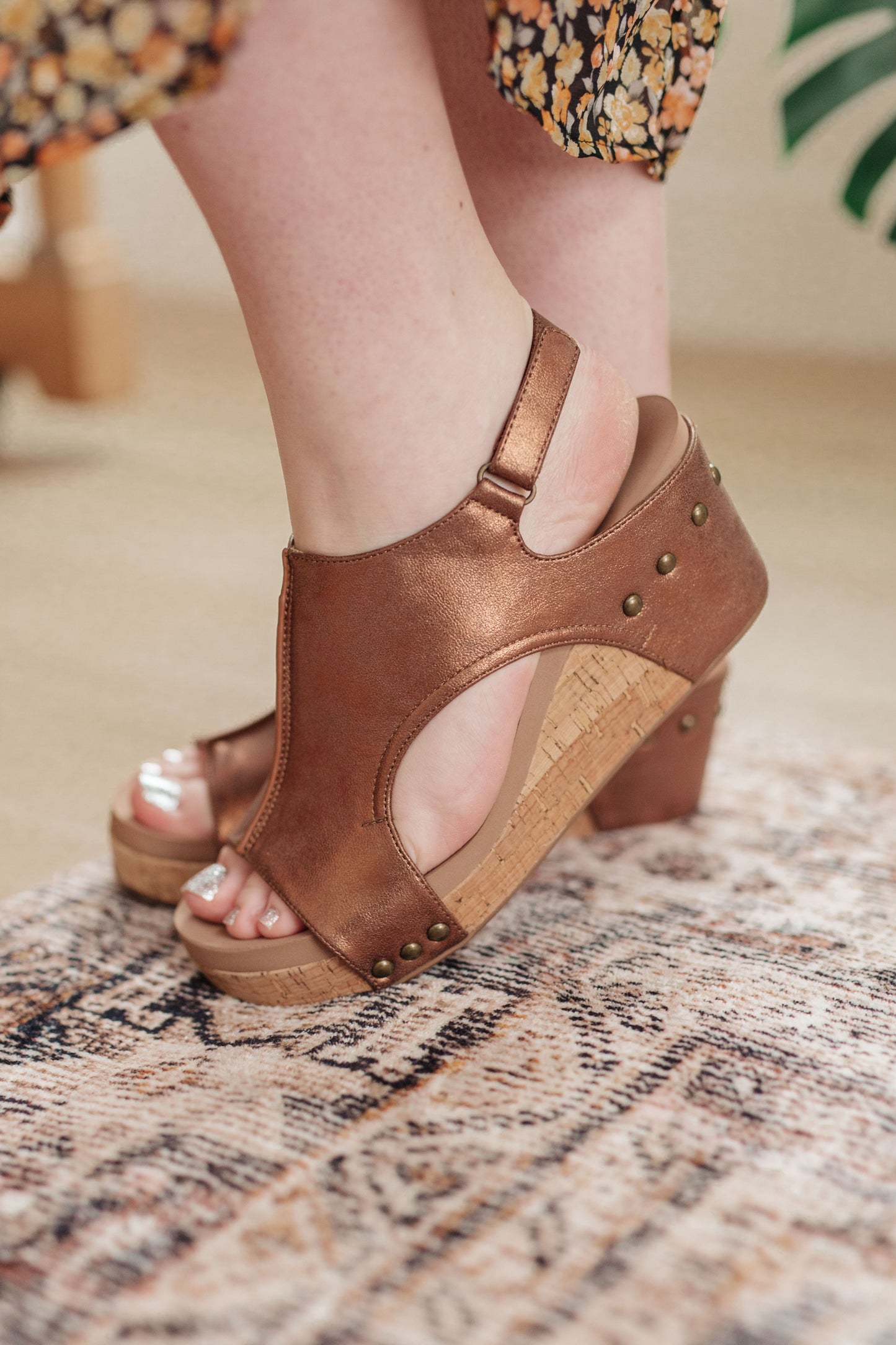 Walk This Way Wedge Sandals in Antique Bronze (Online Exclusive)