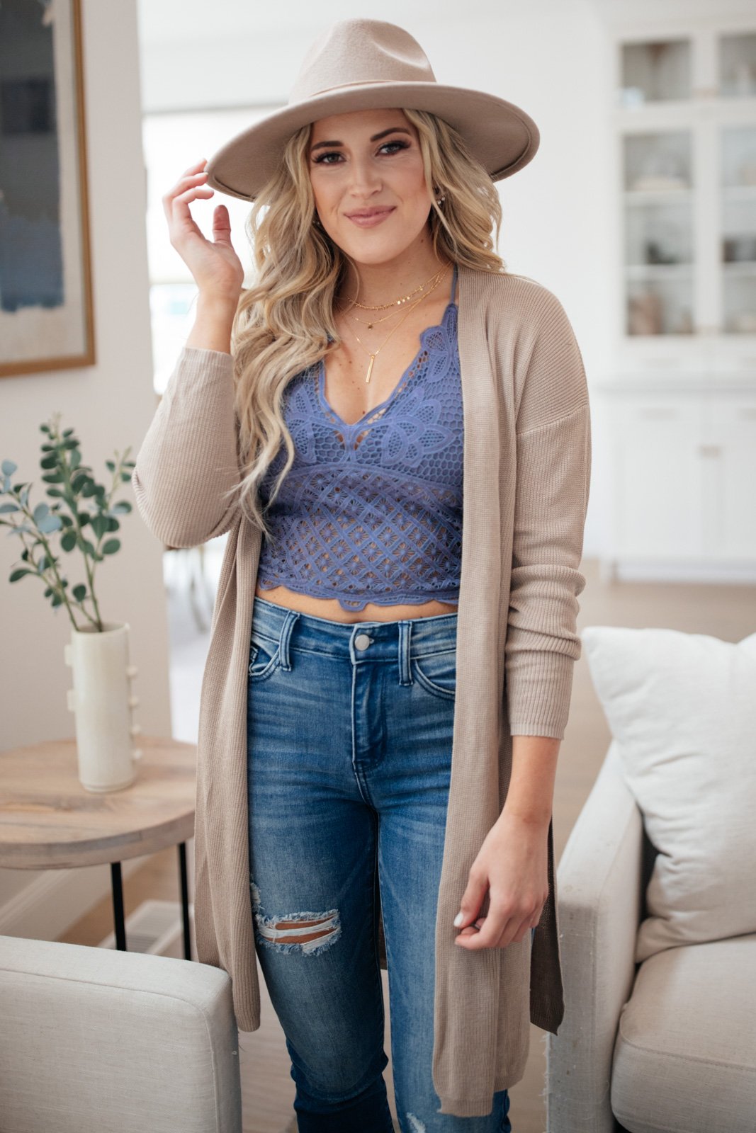 Wild And Free Crop Top in Dusty Blue (Online Exclusive)