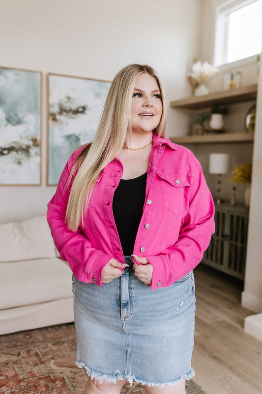 With a Whisper Denim Jacket in Hot Pink (Online Exclusive)
