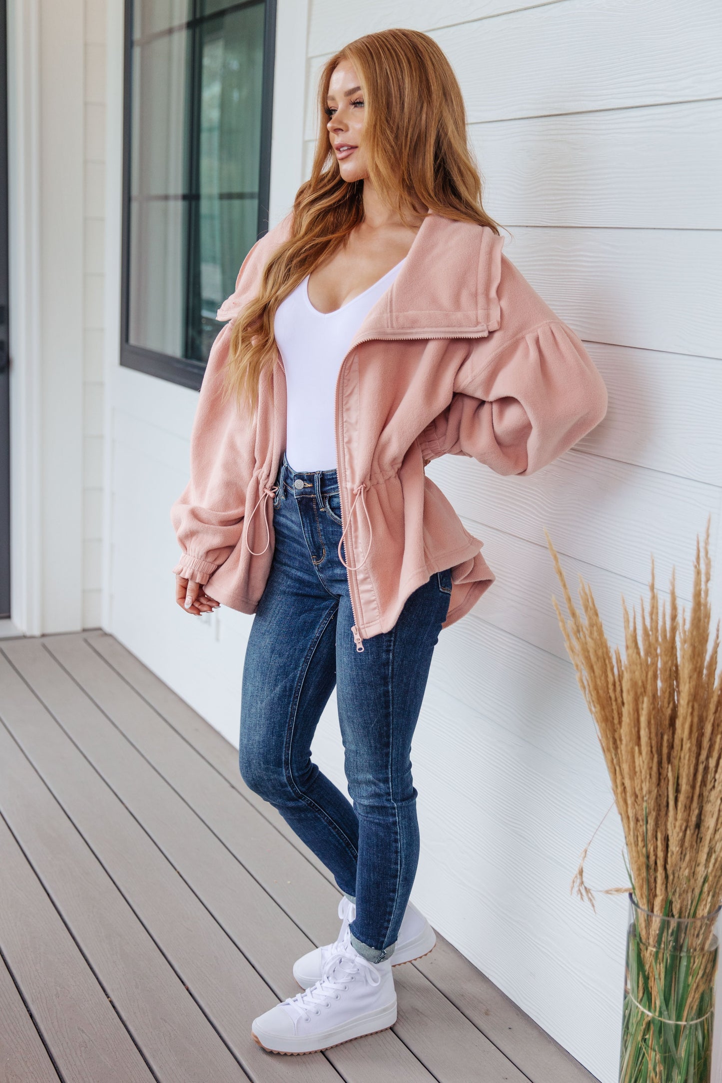 Zipped and Cinched Zip Up Jacket (Online Exclusive)