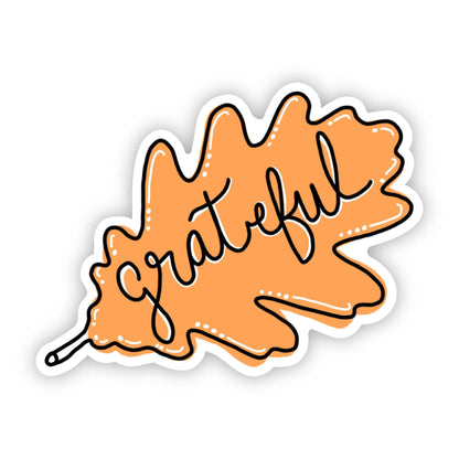 Grateful Orange Leaf Sticker