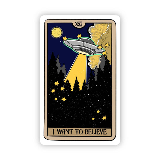 "Je veux croire" Carte de tarot OVNI Sticker