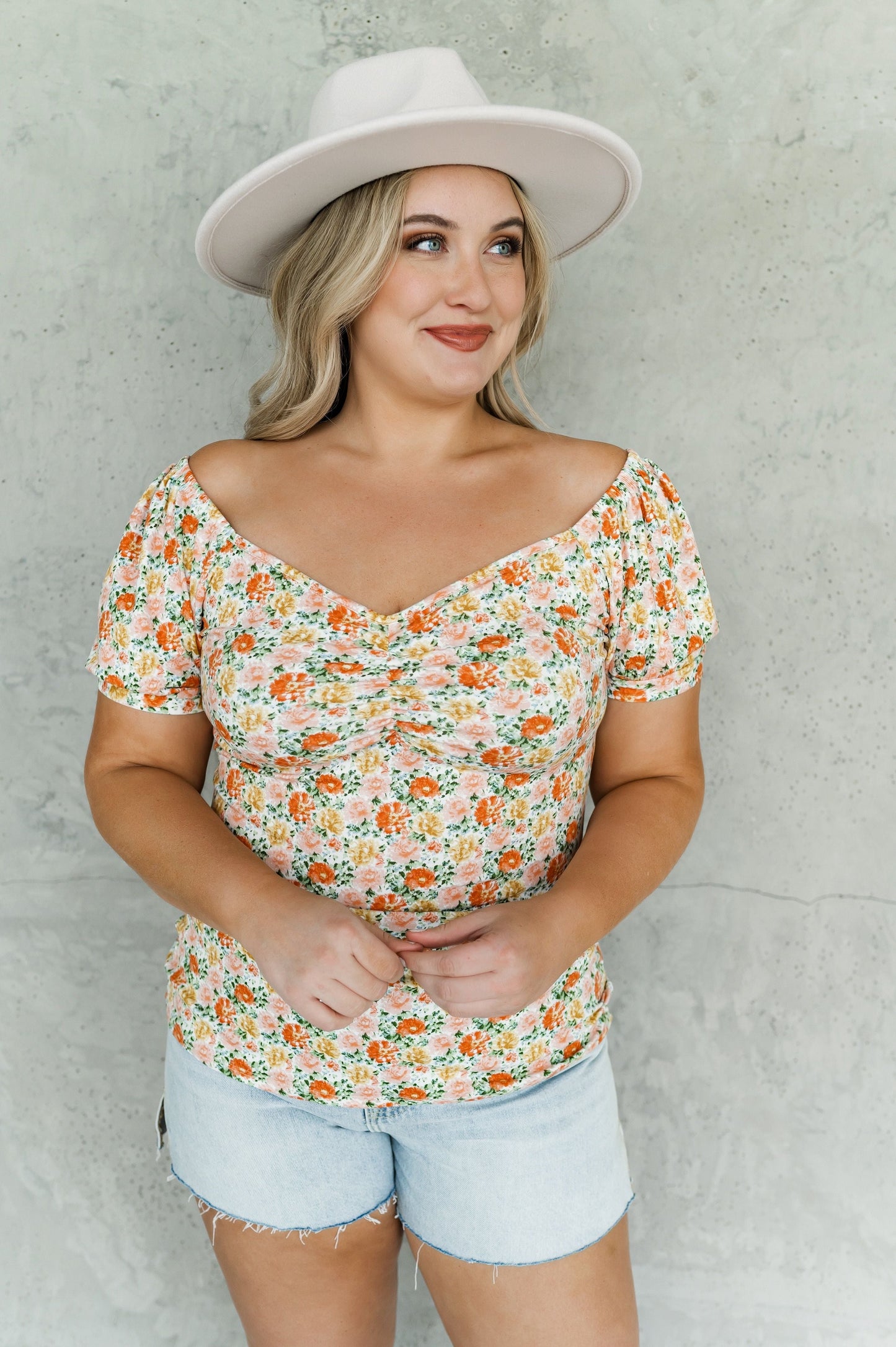 Second Thoughts Floral Cinched Bust Top