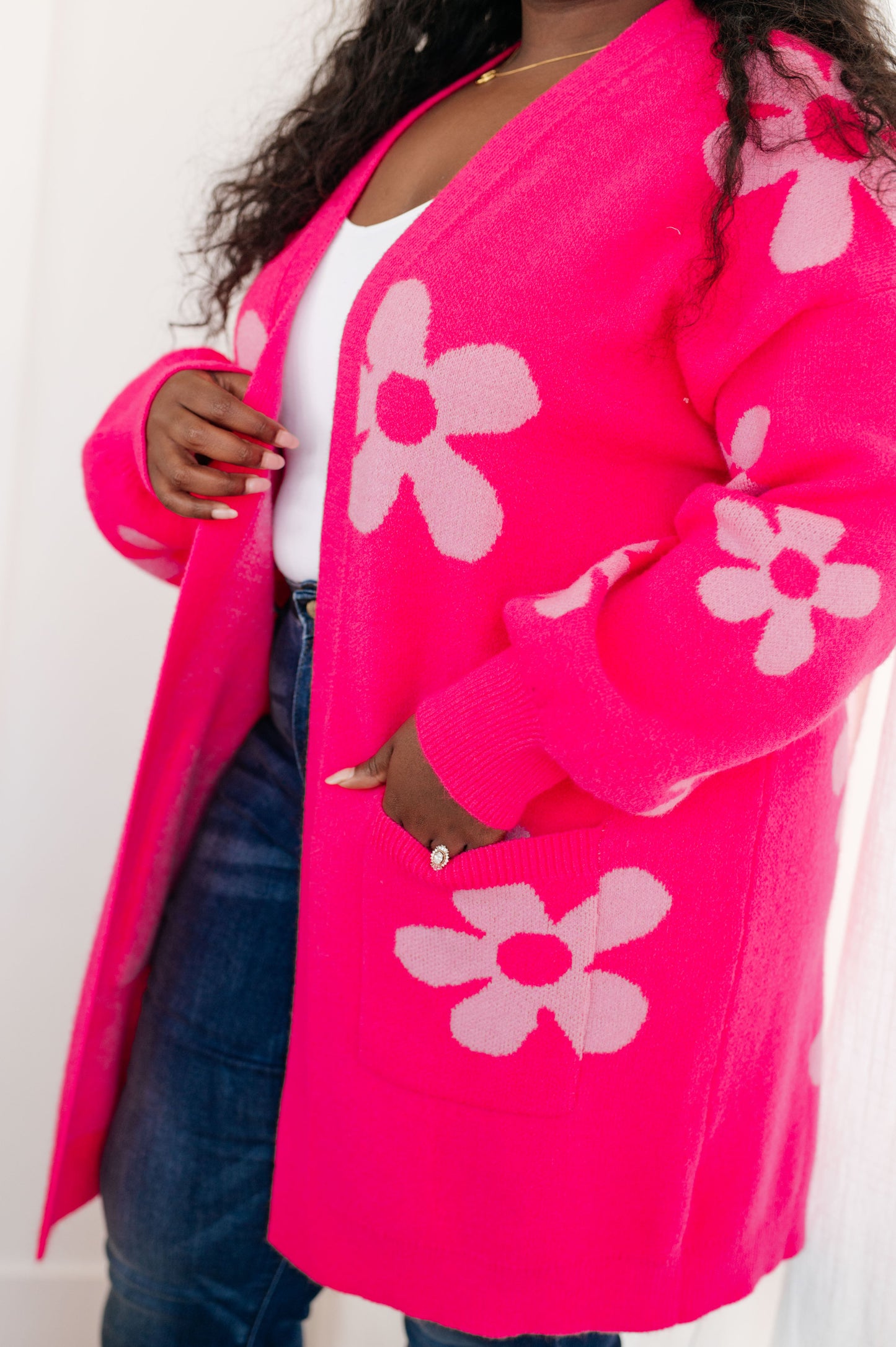 Enough Anyways Floral Cardigan in Pink (Online Exclusive)